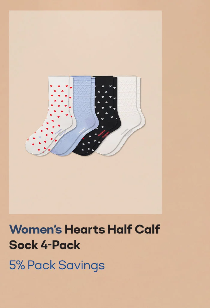 Women's Hearts Half Calf Sock 4-Pack 5% Pack Savings