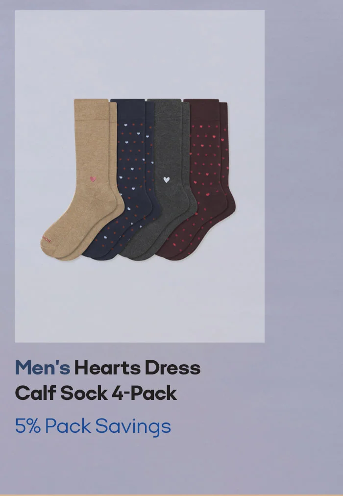 Men's Hearts Dress Calf Sock 4-Pack 5% Pack Savings