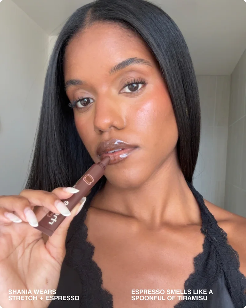 Shania wears Stretch + Espresso​​. Espresso smells like a spoonful of tiramisu