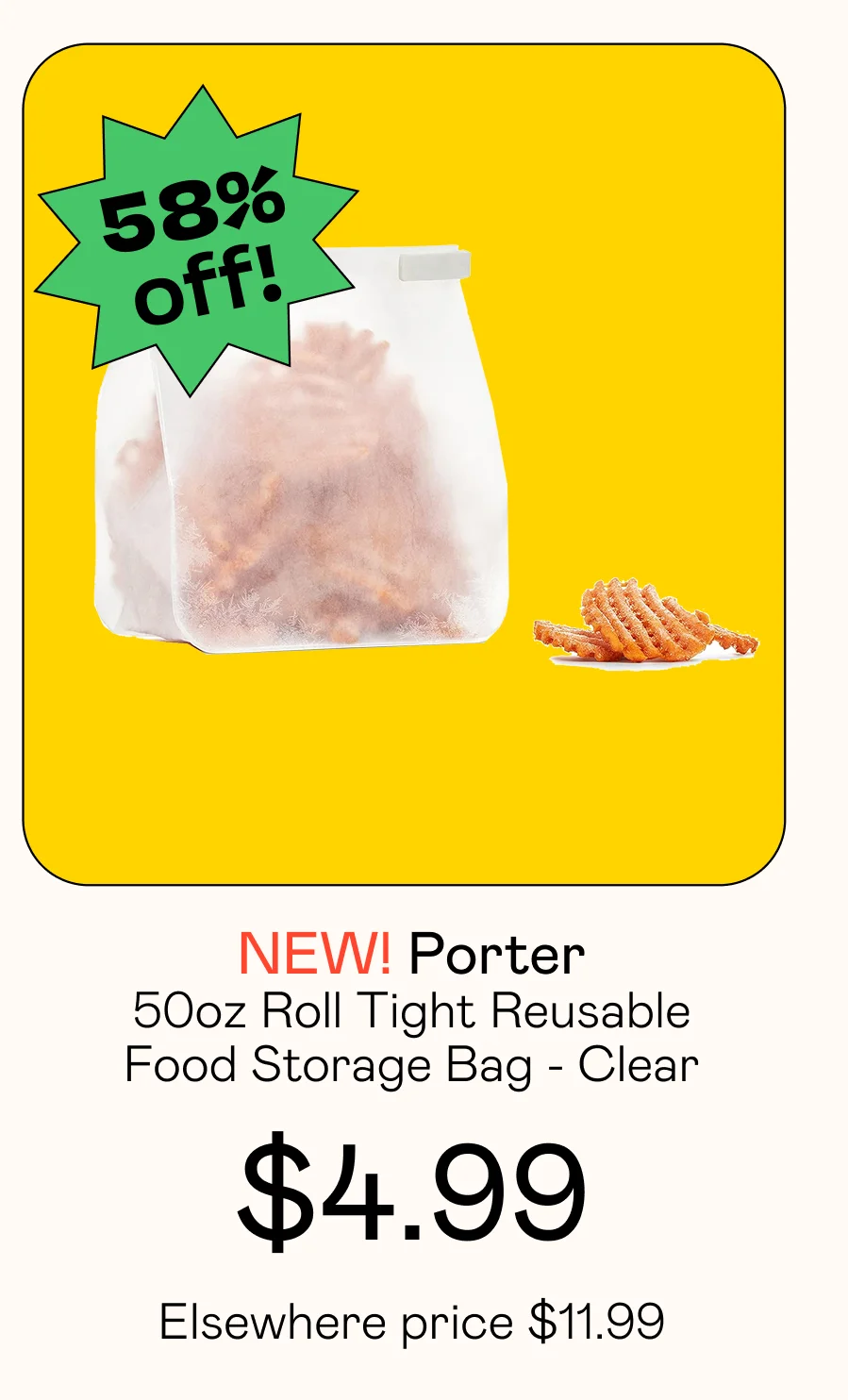50oz Roll Tight Reusable Food Storage Bag - Clear