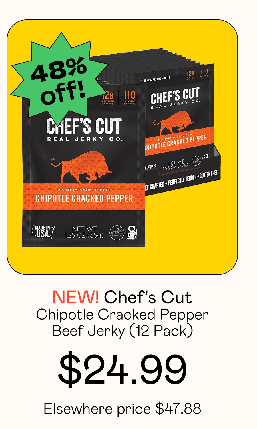 Chipotle Cracked Pepper Beef Jerky (12 Pack)