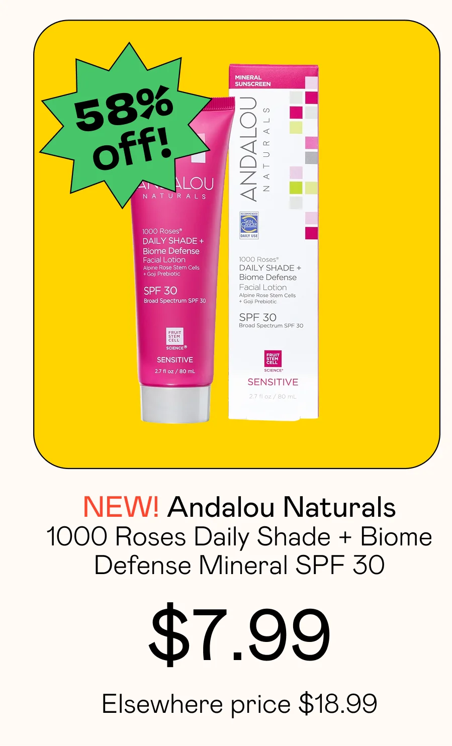1000 Roses Daily Shade + Biome Defense Mineral SPF 30