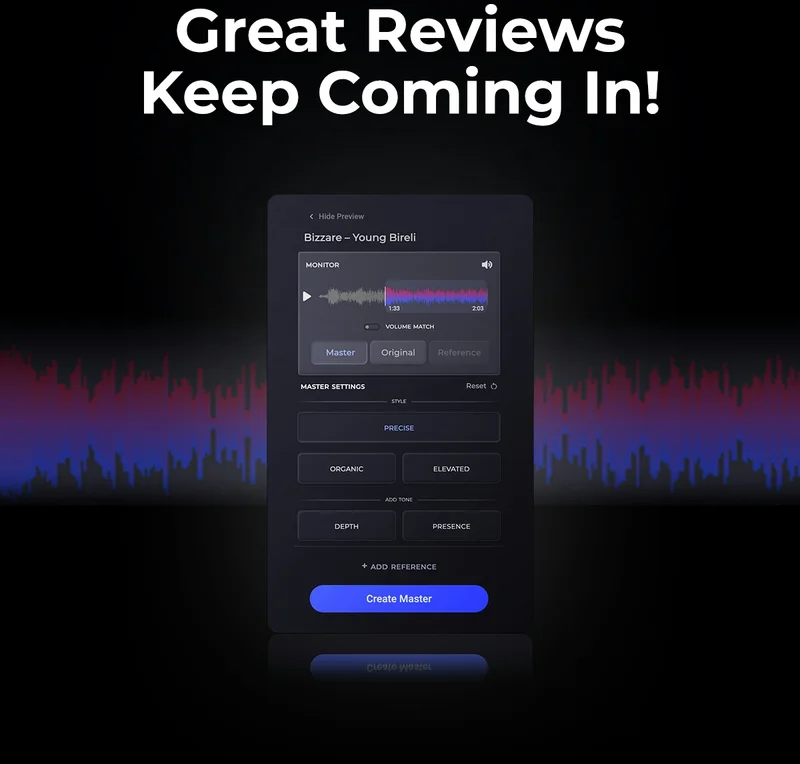 Professional AI mastering, created with Waves’ processing & top industry engineers