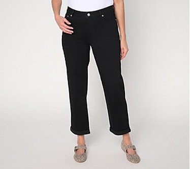 ShWk 1/19 LOGO by Lori Goldstein Pet Blk Ankle Boyfriend Jeans