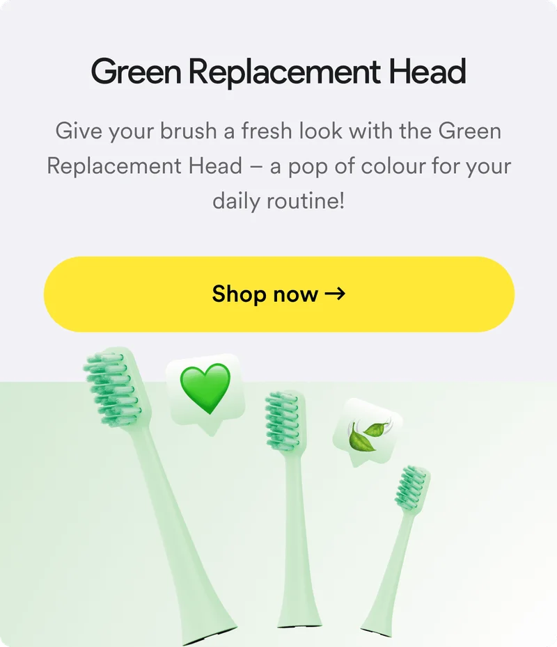 Green replacement head. Give your brush a fresh look with the Green Replacement Head – a pop of colour for your daily routine! Shop now.
