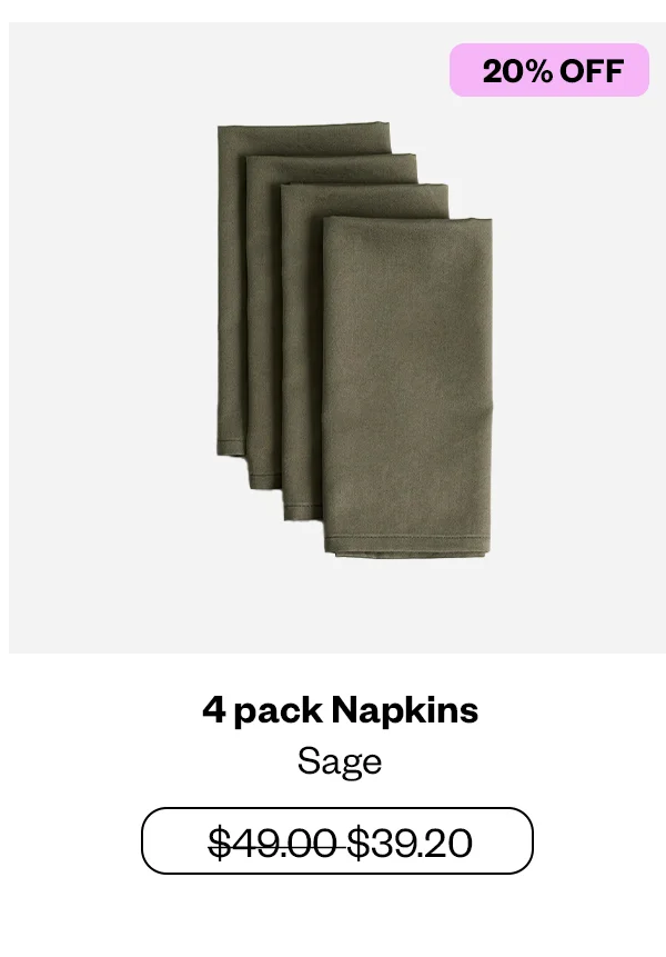 4 Pack Napkins Sage