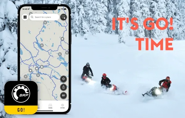 Lynx riders and BRP GO! trail map