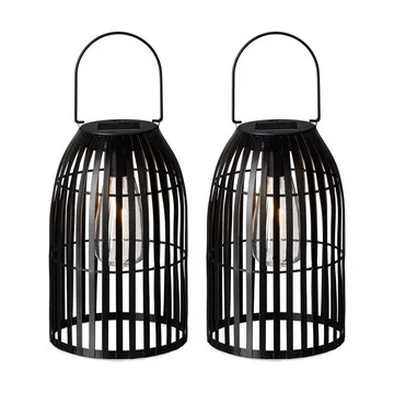 Glitzhome 9.75" Solar Powered Outdoor Hanging Lanterns S/2