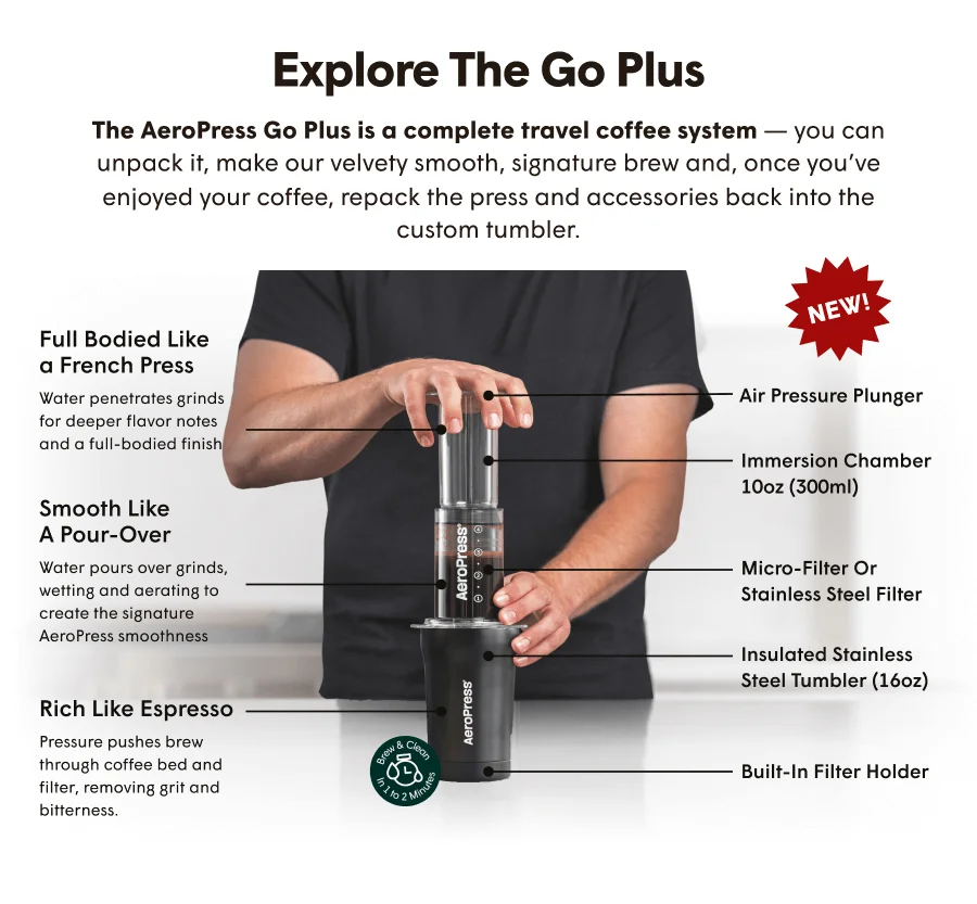 explore the go plus. insulated stainless steel tumbler 16oz