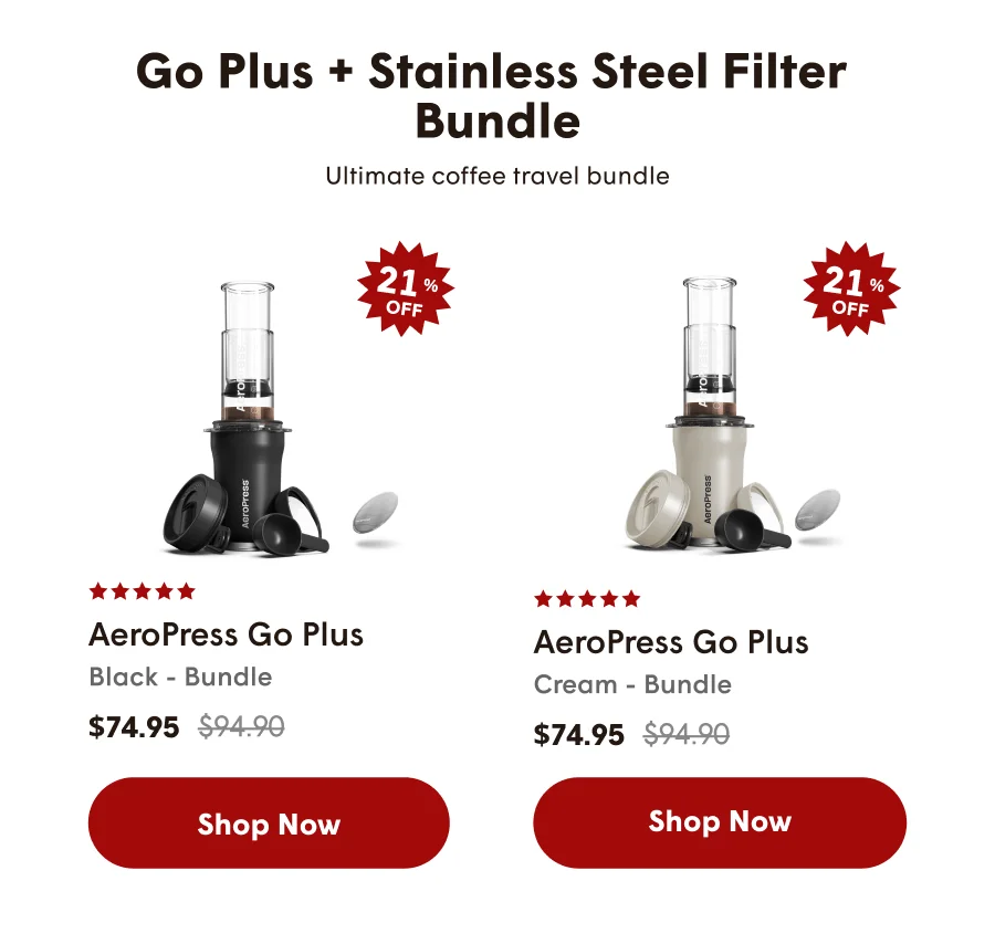 Go Plus Travel Coffee System & Stainless Steel Filter Bundle