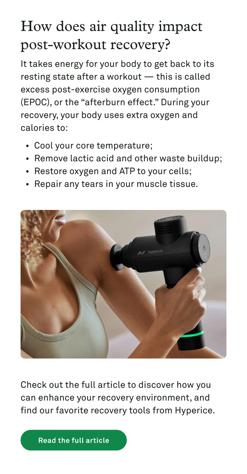 How does air quality impact post-workout recovery?