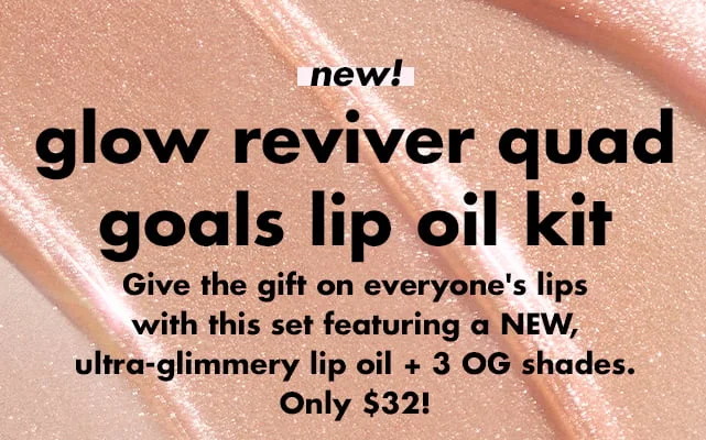 Give the gift on everyone's lips with this set featuring a NEW, ultra-glimmery lip oil + 3 fan faves Give the gift on everyone's lips with this set featuring a NEW, ultra-glimmery lip oil + 3 fan faves