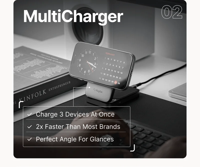 MultiCharger  02 ✓  Charge 3 Devices At Once ✓  2x Faster Than Most Brands ✓  Perfect Angle For Glances