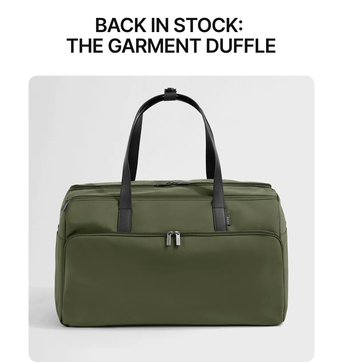 BACK IN STOCK:  THE GARMENT DUFFLE