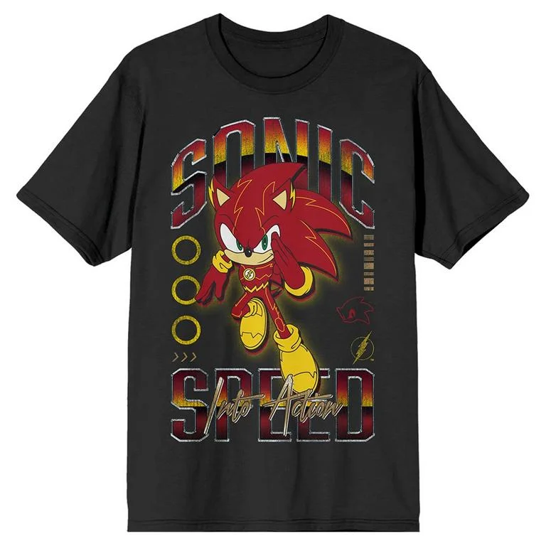 DC Comics X Sonic The Hedgehog Sonic as The Flash Graphic T-Shirt GameStop Exclusive - Size: Small - Bioworld Merchandising