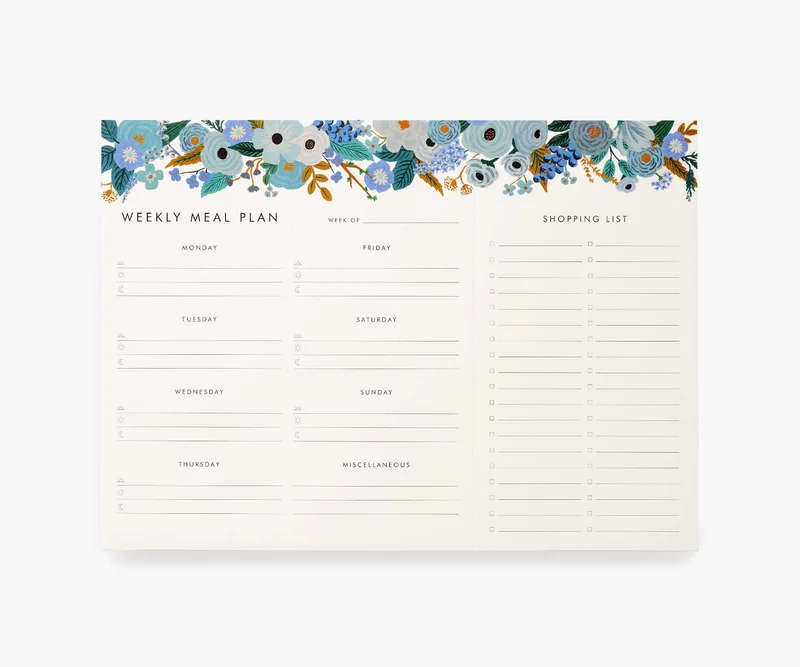 Image of Weekly Meal Planner - Garden Party Blue