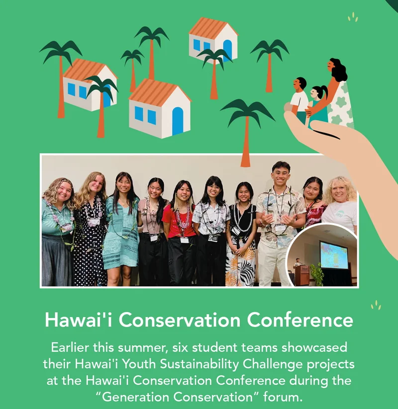 Hawai'i Conservation Conference: earlier this summer, six student teams showcased their Hawai'i Youth Sustainability Challenge projects at the Hawai'i Conservation Conference during the "Generation Conservation" forum