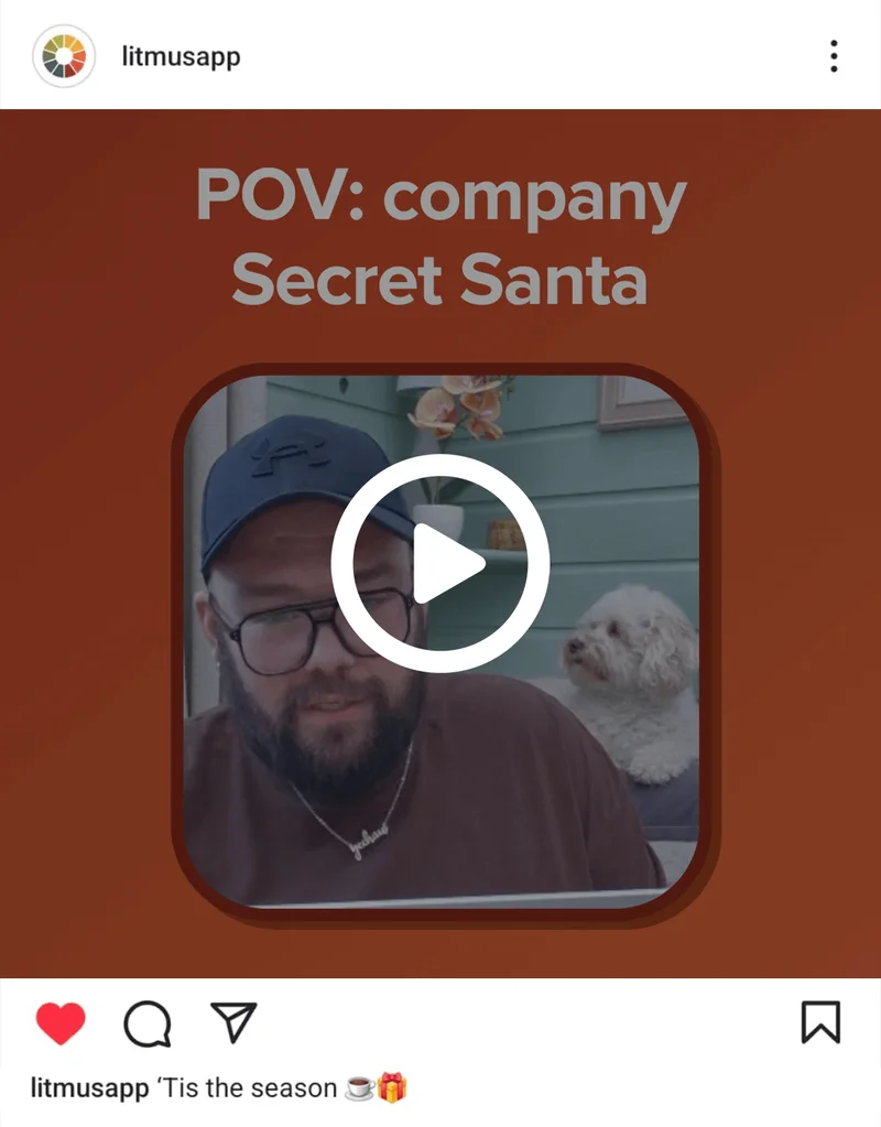 Litmus instagram video covering Secret Santa