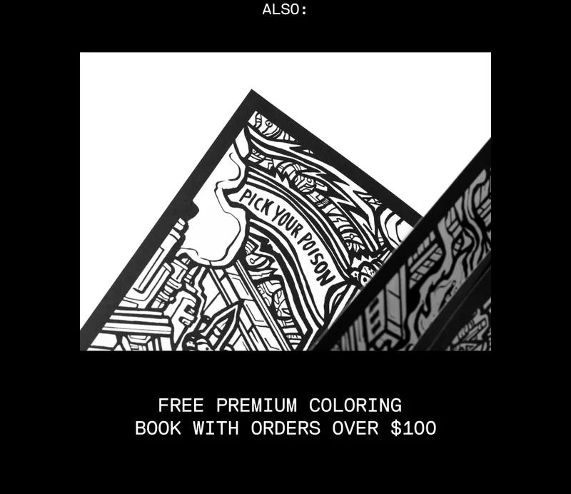 Also: spend $100 or more, get a free coloring book.