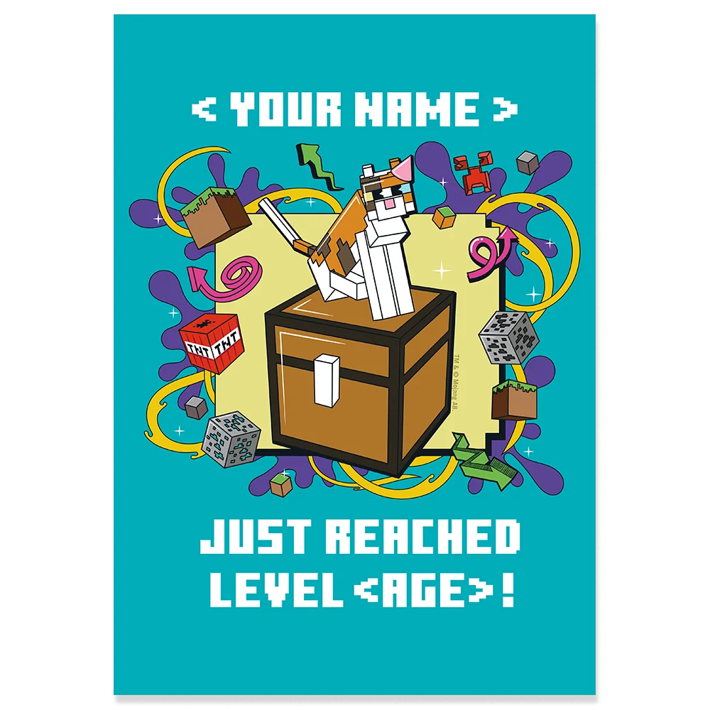 Image of Minecraft Cat Just Reached Level Personalized Sticky Backed Poster