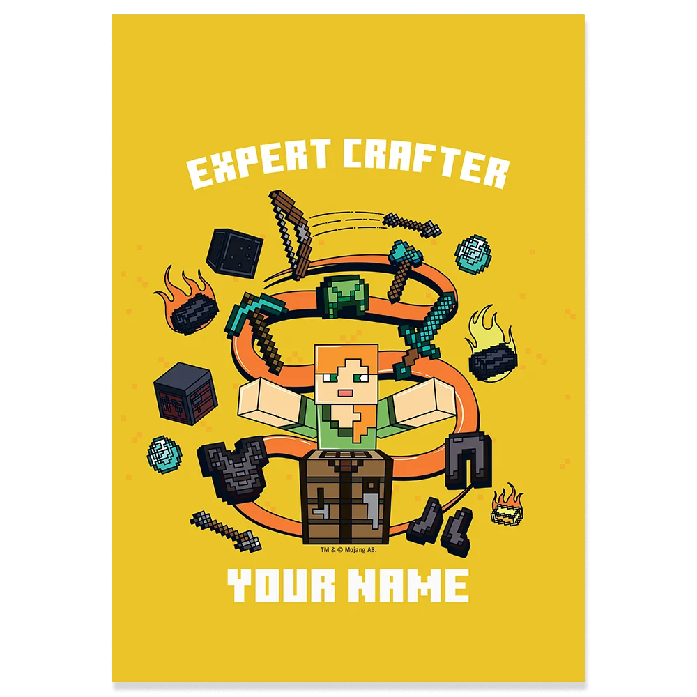 Image of Minecraft Alex Expert Crafter Personalized Sticky Backed Poster