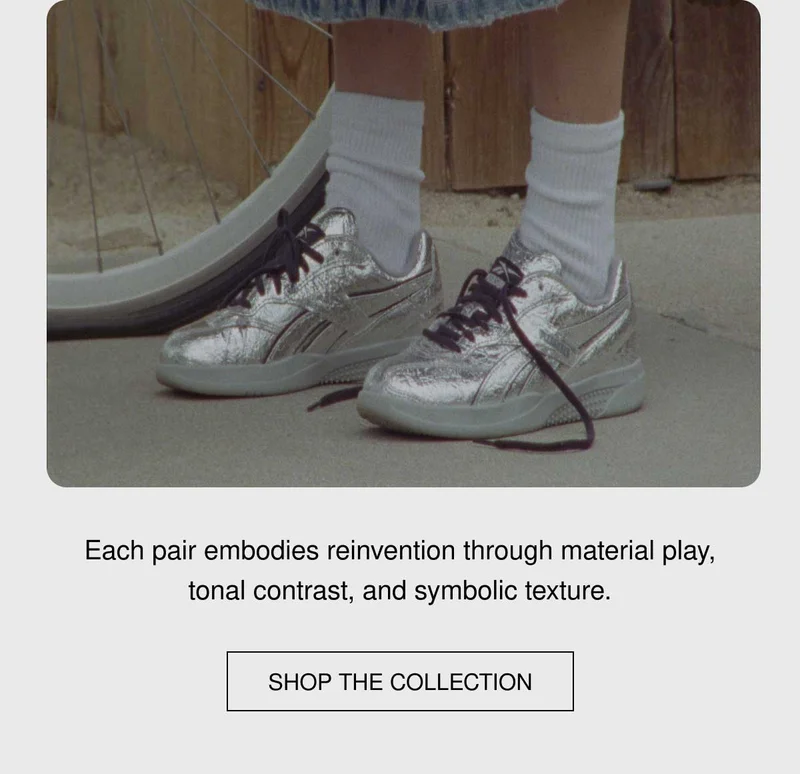Each pair embodies reinvention through material play, tonal contrast, and symbolic texture. | SHOP THE COLLECTION