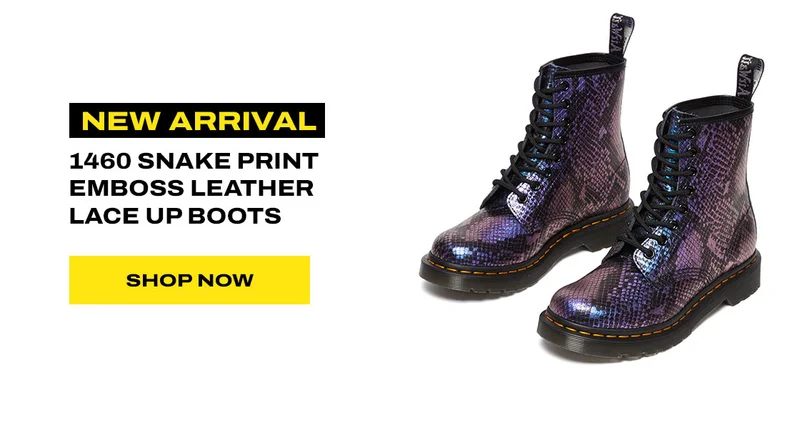 NEW ARRIVAL. 1460 Snake Print Emboss Leather Lace Up Boots