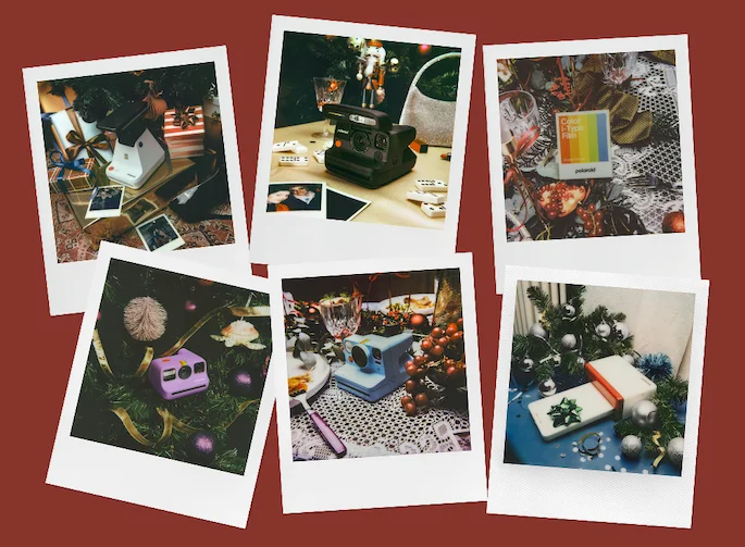 Collage of holiday-themed Polaroid photos