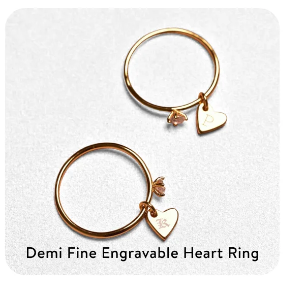 Demi Fine Engravable Heart Ring