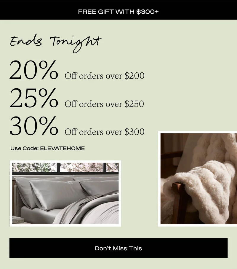 Ends Tonight! Use code ELEVATEHOME