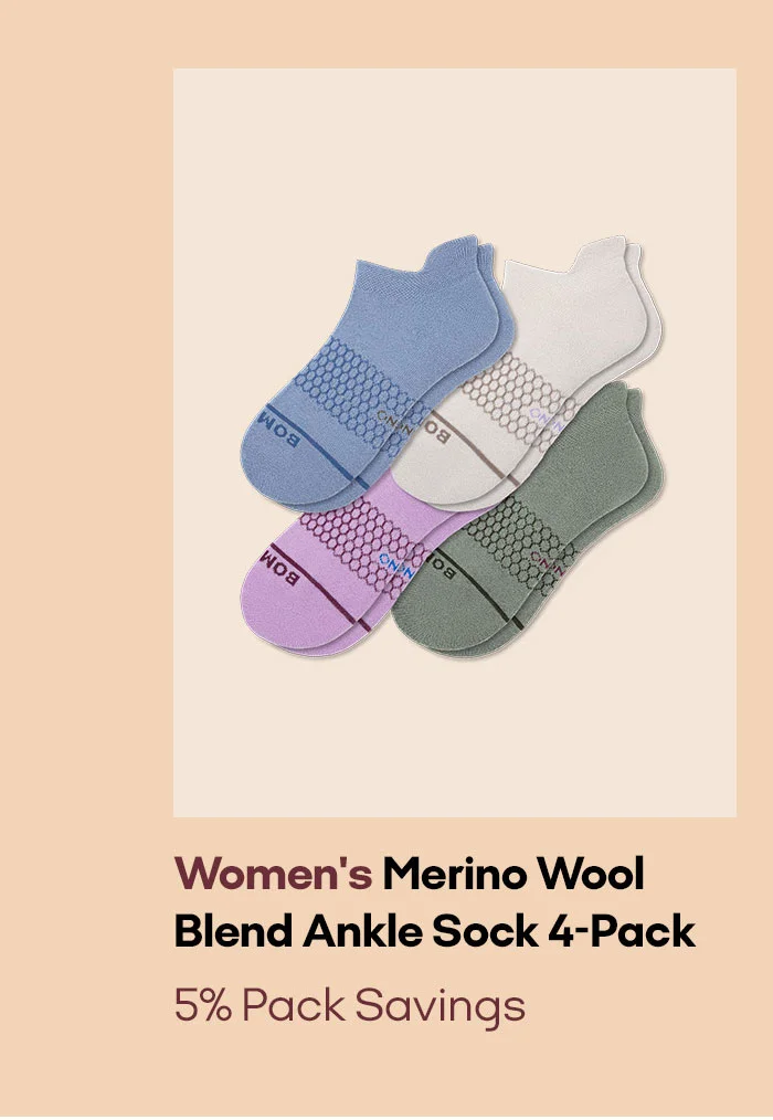 Women's Merino Wool Blend Ankle Sock 4-pack 5% Pack Savings