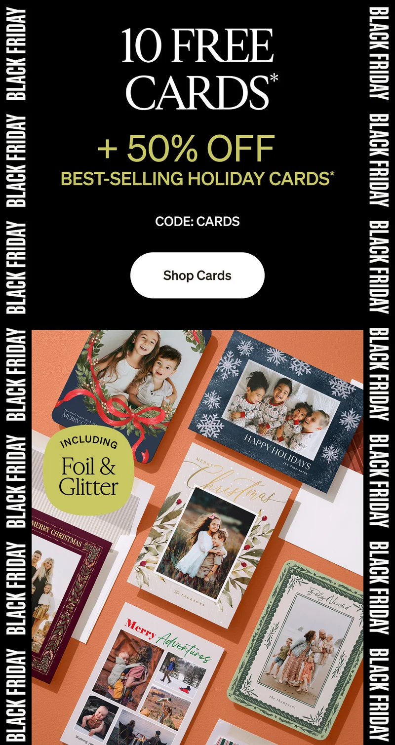 10 Free Cards + 50% Off Best-Selling Holiday Cards