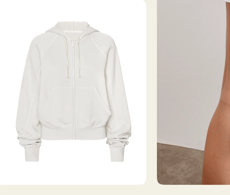 Cali Zip Up Hoodie in Washed Vintage White