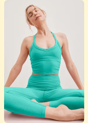 Spacedye On The Up Cropped Tank in Caribbean Sea Heather