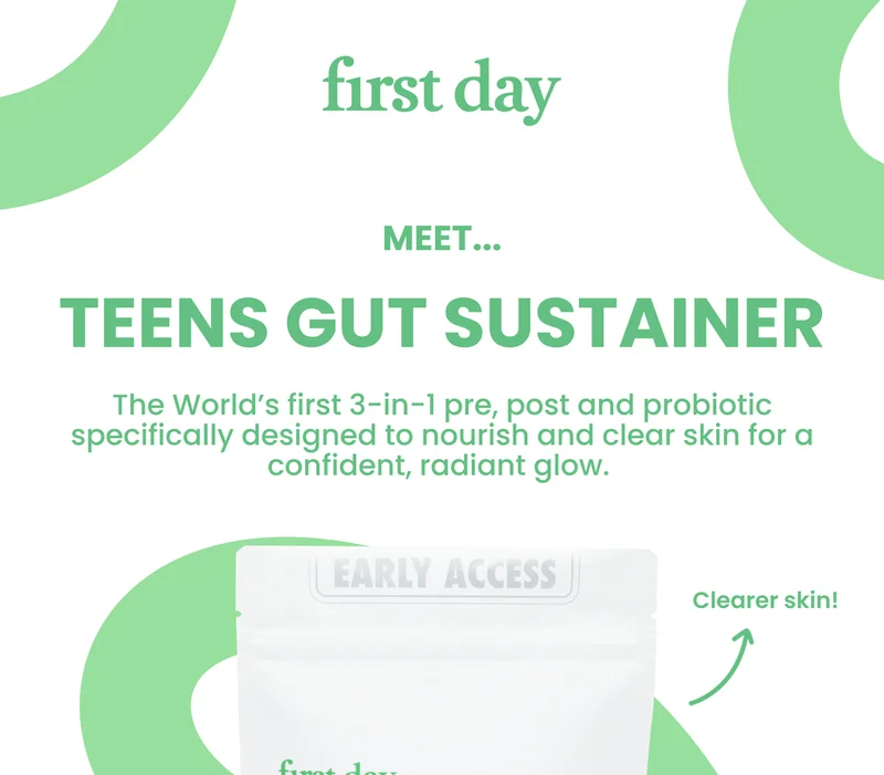 Meet Teens Gut Sustainer - World's first 3-in-1 pre, post and probiotic for teens.