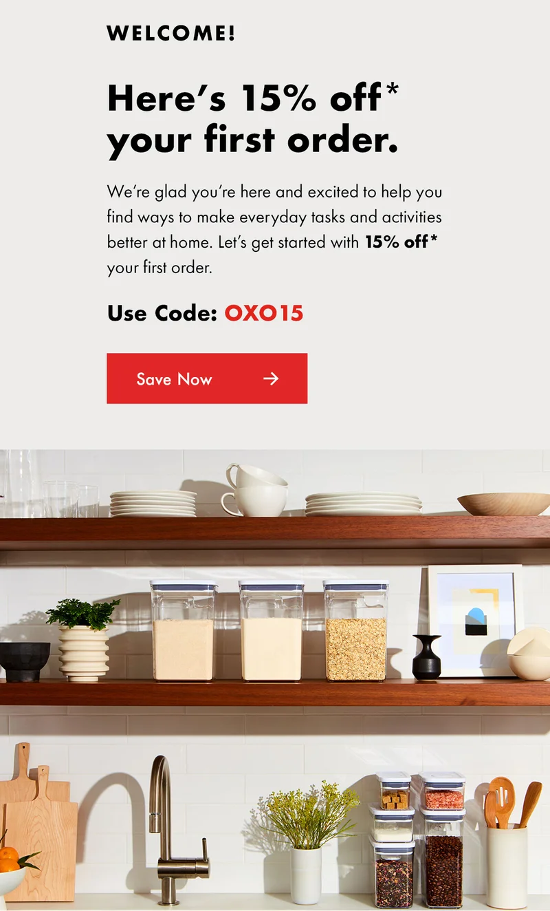 Welcome! Here's 15 off your first order
