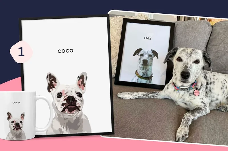 Modern Pet Portrait mock ups and customer photo