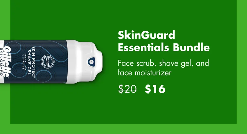 SkinGuard Essentials Bundle. Face scrub, shave gel, and face moisturizer. Was $20 now $16.