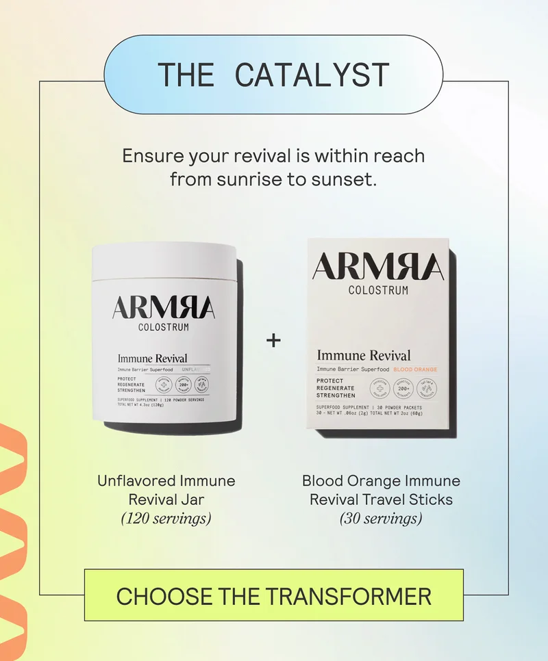 THE CATALYST: Ensure your revival is within reach from sunrise to sunset. Unflavored Jar (120 servings)Blood Orange Travel Sticks (30 servings)