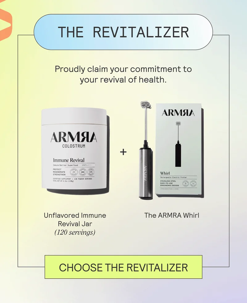 THE REVITALIZER: Proudly claim your commitment to your revival of health. Unflavored Jar (120 servings)The ARMRA Whirl