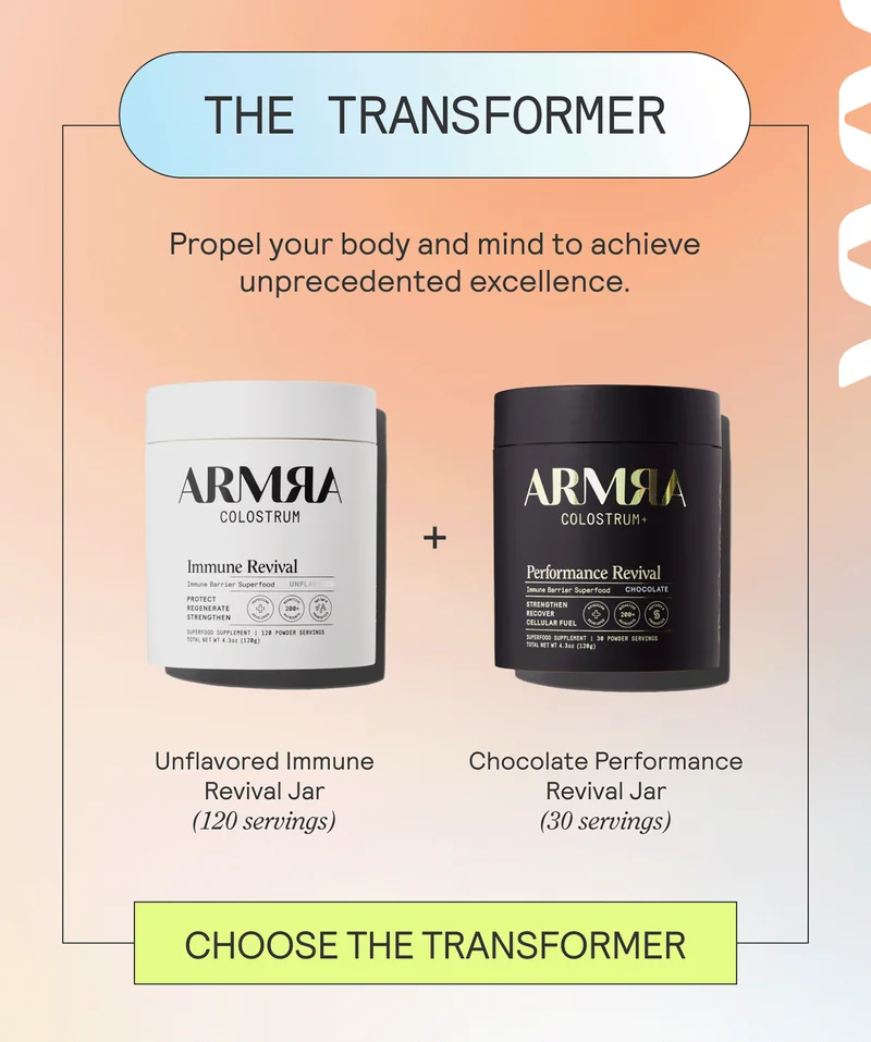 THE TRANSFORMER: Propel your body and mind to achieve unprecedented excellence. Unflavored Jar (120 servings)Performance Revival Jar (30 servings)