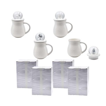 Temp-tations Set of (4) 16-oz Mugs with Snow Globe Lids & Gift Boxes