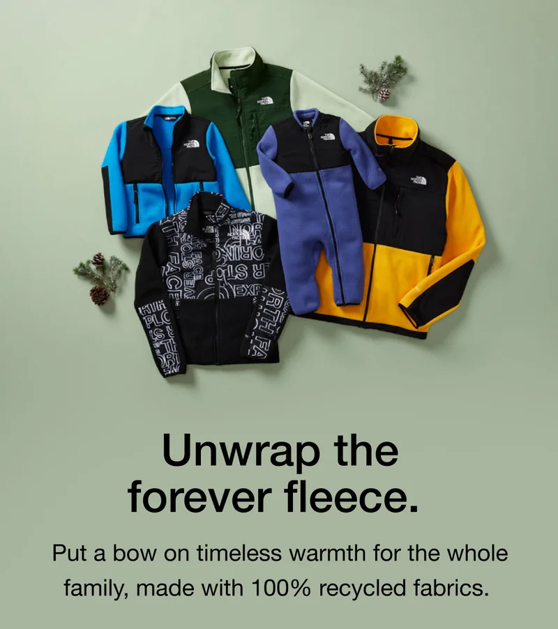 Put a bow on timeless warmth for the whole family, made with 100% recycled fabrics.