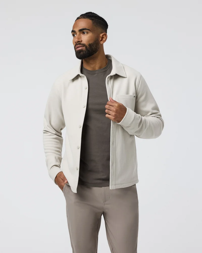 Image of Beldon Shirt Jacket Knit Twill | Oatmeal