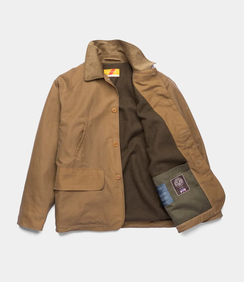 Image of Wool-Lined Waxed Field Jacket Tan