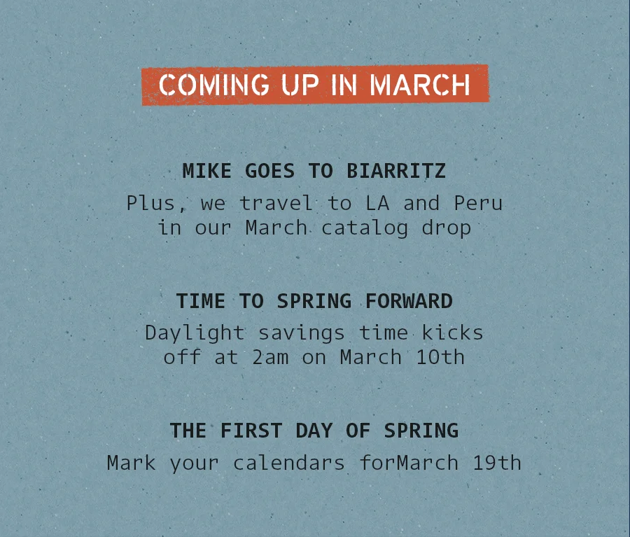 Coming Up in March
