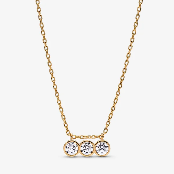 Pandora Era Lab-grown Diamond Triple Bezel Pendant Necklace 0.45 carat tw 14k Gold
