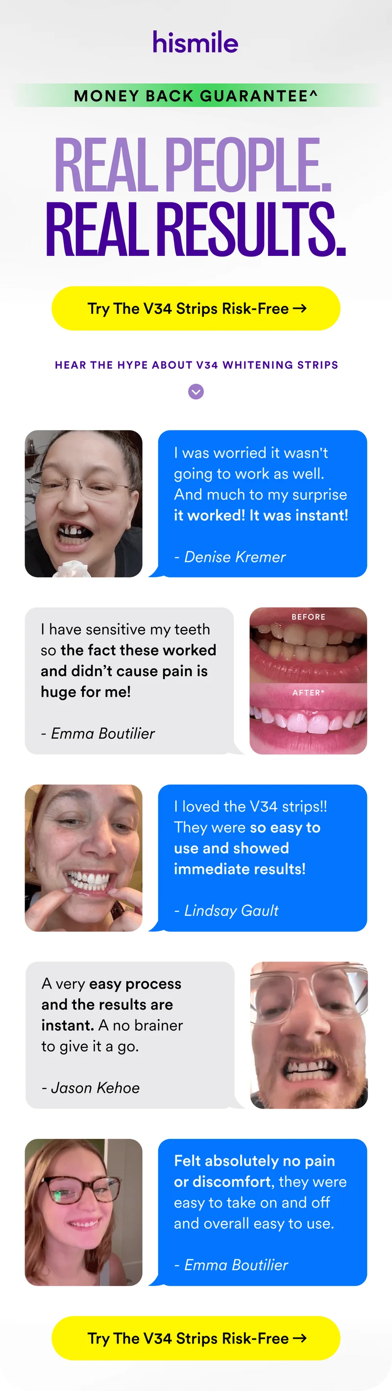 Real people, real results! Try V34 strips risk free! Money back guarantee!