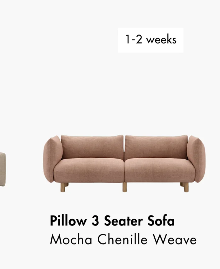 Pillow 3 Seater Sofa - Mocha Chenille Weave