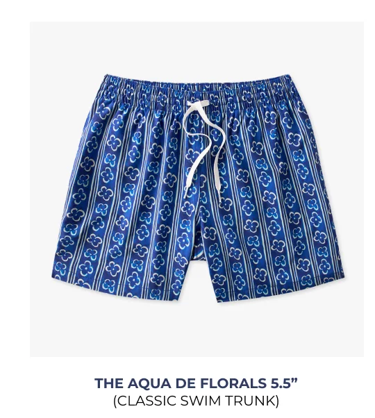 Classic Swim Trunk: The Aqua De Florals 5.5"